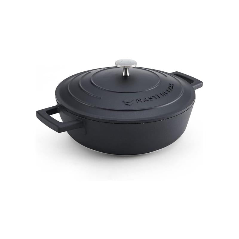 MasterClass Shallow Casserole Dish 24cm/2.5 Litre Metal Cast Aluminium Black