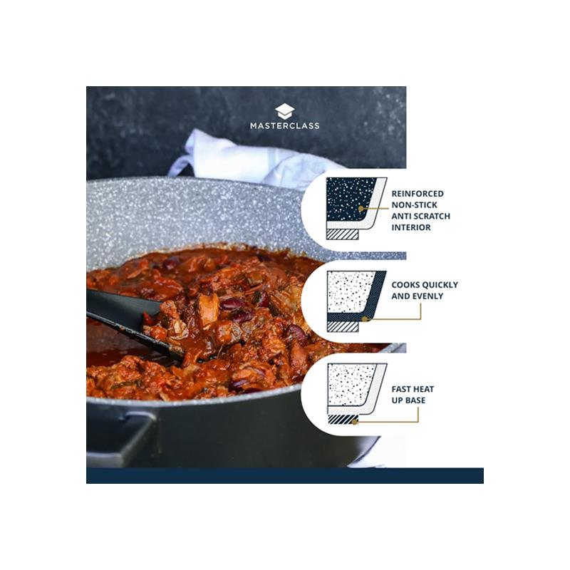 MasterClass Shallow Casserole Dish 24cm/2.5 Litre Metal Cast Aluminium Black