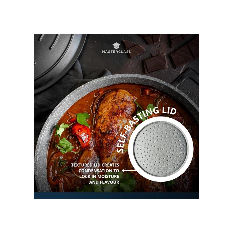 MasterClass Shallow Casserole Dish 24cm/2.5 Litre Metal Cast Aluminium Black