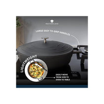 MasterClass Shallow Casserole Dish 24cm/2.5 Litre Metal Cast Aluminium Black