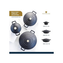 MasterClass Shallow Casserole Dish 24cm/2.5 Litre Metal Cast Aluminium Black