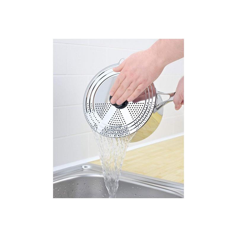 Judge Universal Draining Saucepan Lid Stainless Steel Fits 16cm 18cm 20cm And 22cm Saucepans Silver Secondary image
