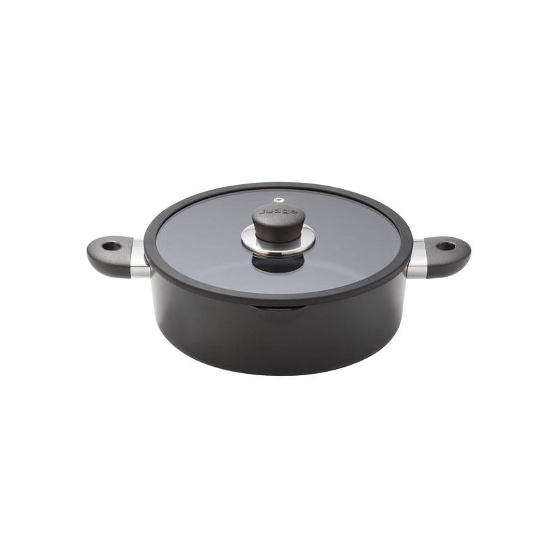 Judge Vista Ceramic Shallow Casserole 24cm/2.5 Litres Aluminium Base With Non-Stick Ceramic Coating Stay Cool Handles Black