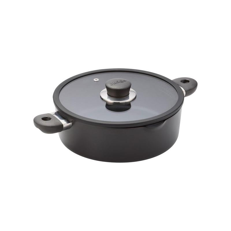 Judge Vista Ceramic Shallow Casserole 24cm/2.5 Litres Aluminium Base With Non-Stick Ceramic Coating Stay Cool Handles Black