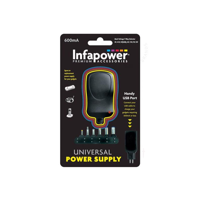 Infapower 600mA 7-Way AC/DC Universal Adaptor Black Main image