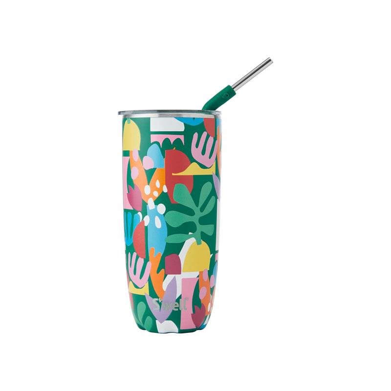 S'well Insulated Stainless Steel Tumbler With Lid And Straw 700ml Paper Cutouts Main image