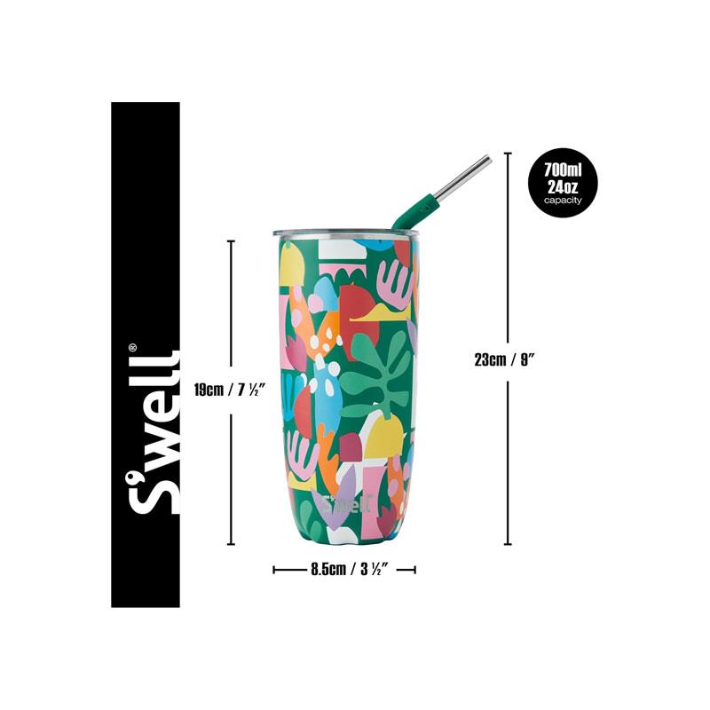 S'well Insulated Stainless Steel Tumbler With Lid And Straw 700ml Paper Cutouts