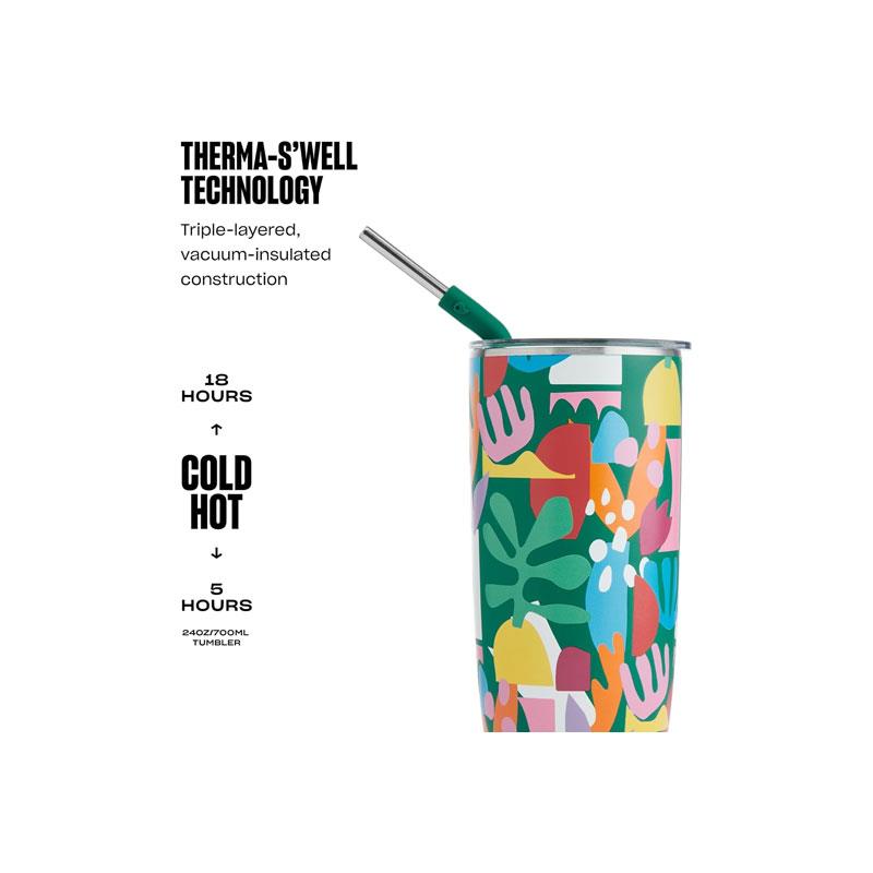 S'well Insulated Stainless Steel Tumbler With Lid And Straw 700ml Paper Cutouts