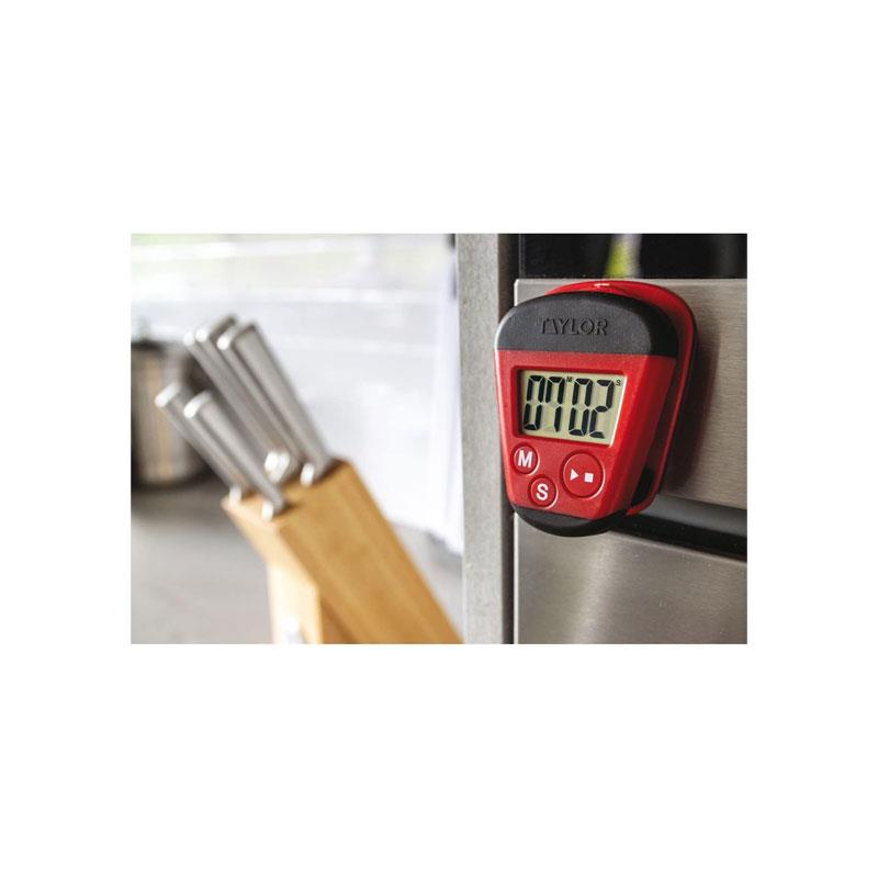 Taylor Pro Digital Kitchen Timer With Memo Clip And Magnetic Back Stopwatch Function Red & Black Secondary image