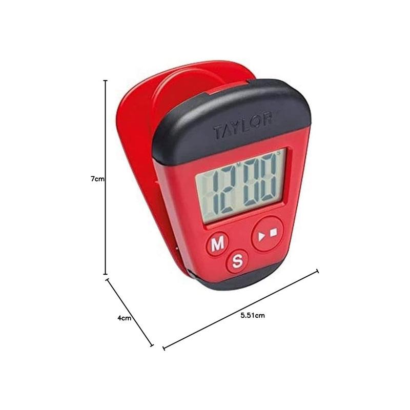 Taylor Pro Digital Kitchen Timer With Memo Clip And Magnetic Back Stopwatch Function Red & Black
