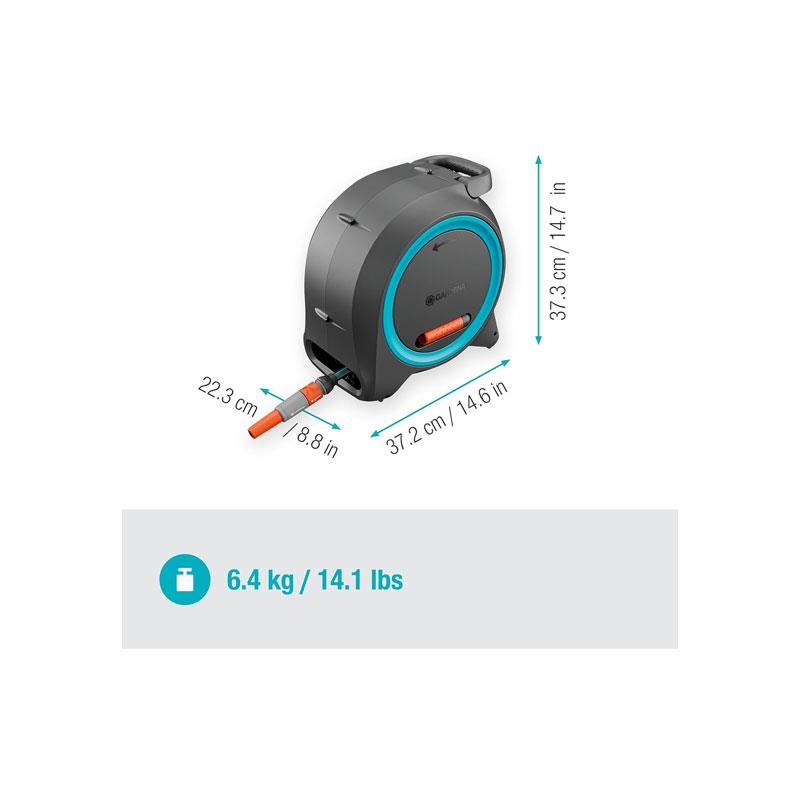 Gardena Dual Hose Box M/L With 25m Hose Ready-To-Use For Floor Or Wall Installation Dark Grey/Turquoise/Orange