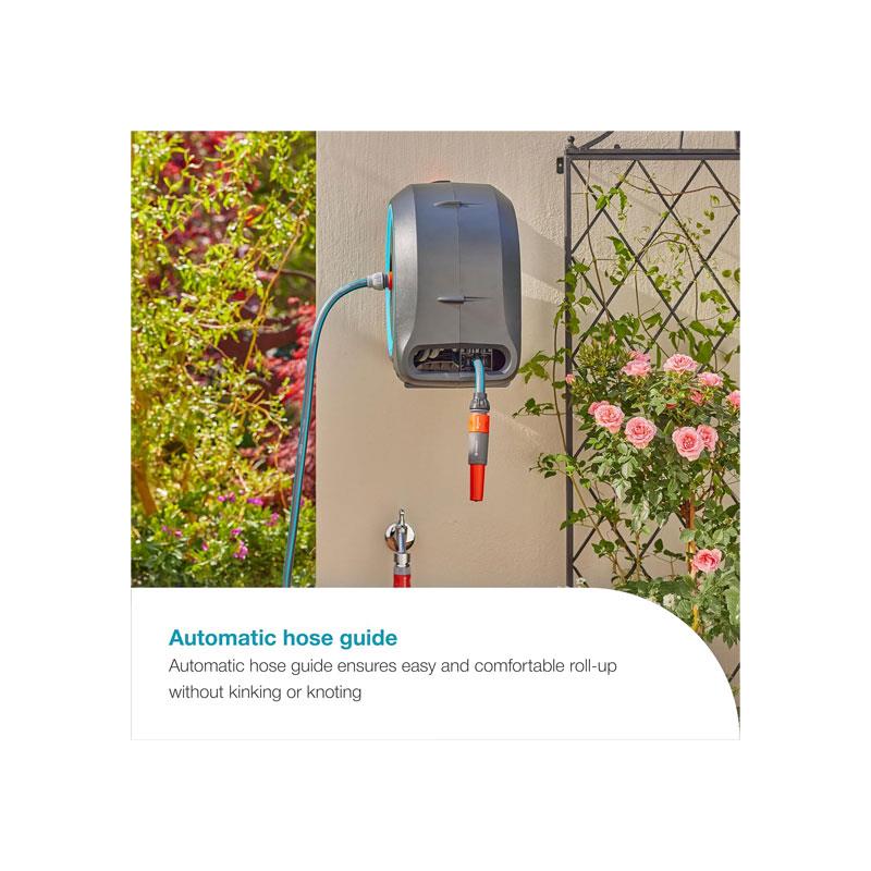 Gardena Dual Hose Box M/L With 25m Hose Ready-To-Use For Floor Or Wall Installation Dark Grey/Turquoise/Orange