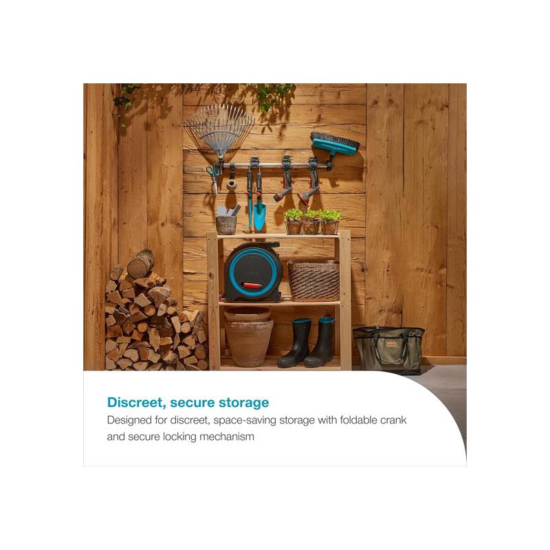 Gardena Dual Hose Box M/L With 25m Hose Ready-To-Use For Floor Or Wall Installation Dark Grey/Turquoise/Orange