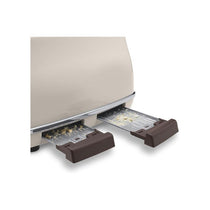 Delonghi Icona Vintage 4 Slice Toaster Variable Browning Control Reheat Defrost Bagel Cancel Buttons 1800W Beige