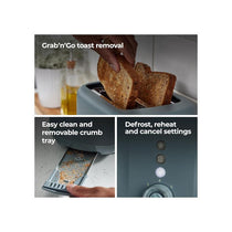 Kenwood Ripple 2 Slice Toaster With 7 Browning Settings Reheat Defrost Cancel Functions Pull Crumb Tray 850W Storm Blue