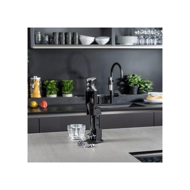 Bamix Deluxe Hand Held Stick Blender Food Processsor Multi-Purpose 2 Speeds 3 Stainless Steel Blades Grinder And Stand 200W Black Secondary image