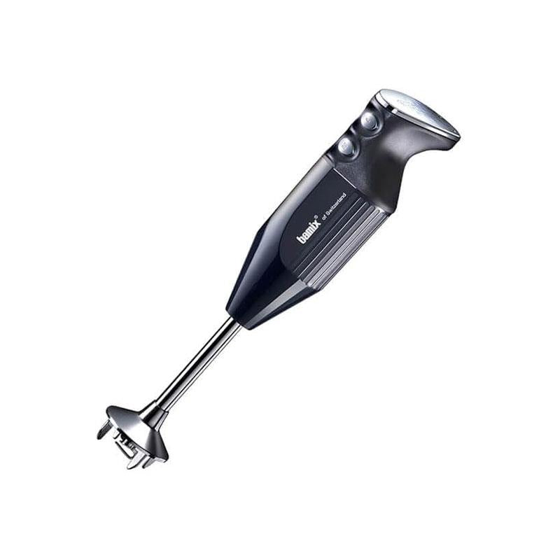 Bamix Deluxe Hand Held Stick Blender Food Processsor Multi-Purpose 2 Speeds 3 Stainless Steel Blades Grinder And Stand 200W Black