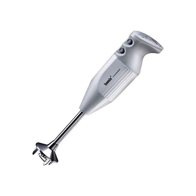 Bamix Deluxe Hand Held Stick Blender Food Processsor Multi-Purpose 2 Speeds 3 Stainless Steel Blades Grinder And Stand 200W White
