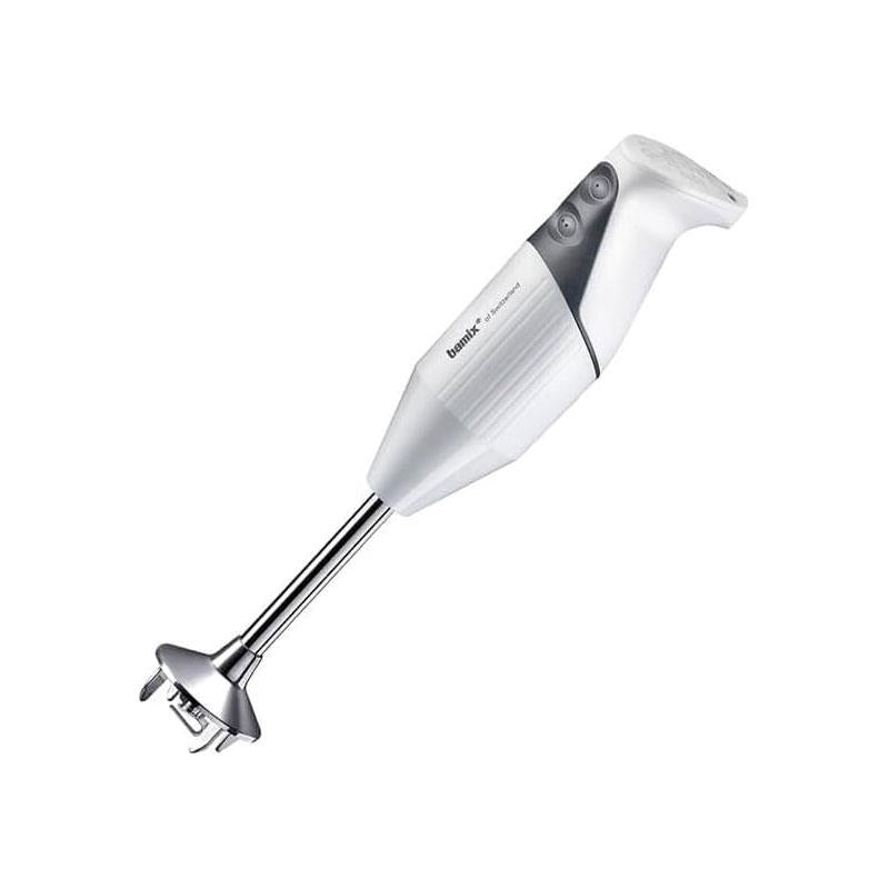 Bamix Superbox Hand Held Stick Blender Food Processsor Multi-Purpose 2 Speeds 5 Stainless Steel Blades Processor Powder Disc 1000ml Jug With Lid SliceSy And Stand 200W White