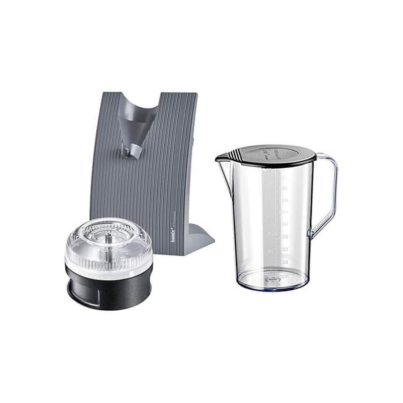 Bamix SwissLine Hand Held Stick Blender Food Processsor Multi-Purpose 2 Speeds 3 Stainless Steel Blades Processor 1000ml Jug With Lid And Stand 200W Black
