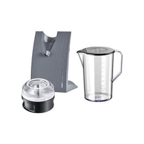 Bamix SwissLine Hand Held Stick Blender Food Processsor Multi-Purpose 2 Speeds 3 Stainless Steel Blades Processor 1000ml Jug With Lid And Stand 200W Silver