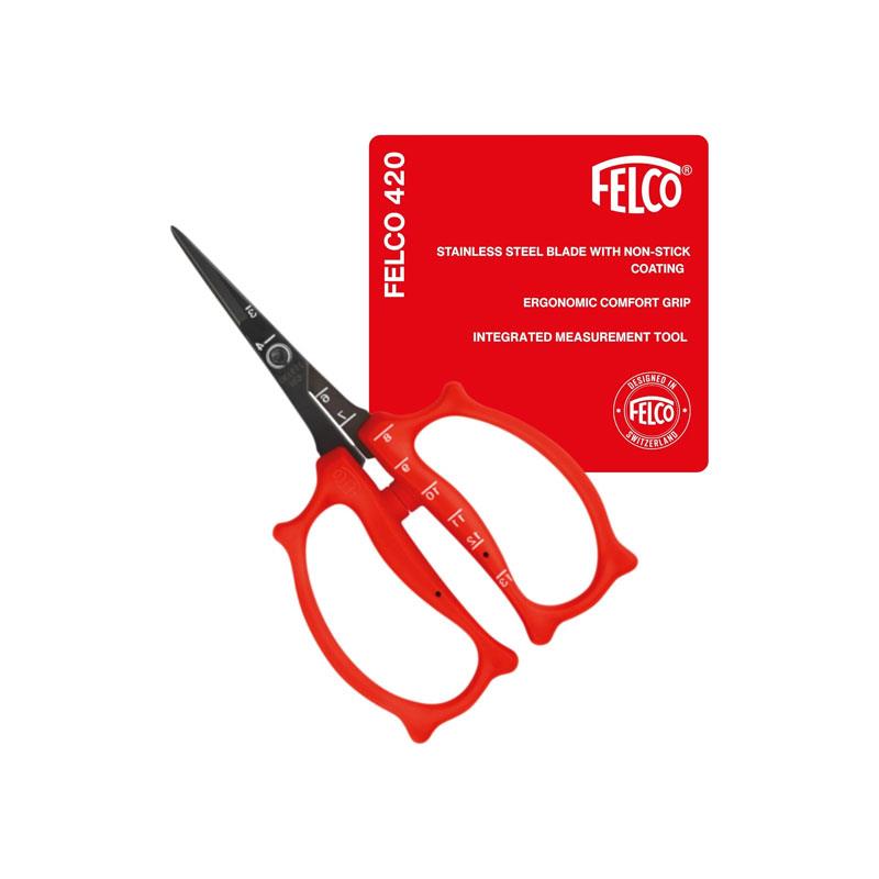 Felco 420 Precision Trimming Scissors Non-Stick Coating On Blade Reples Sap Stainless Steel Black/Red