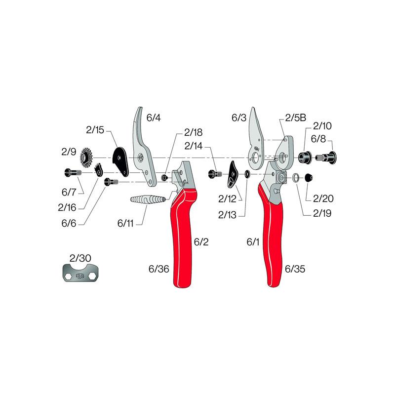 Felco FEL6 Model 6 Compact Secateurs Red