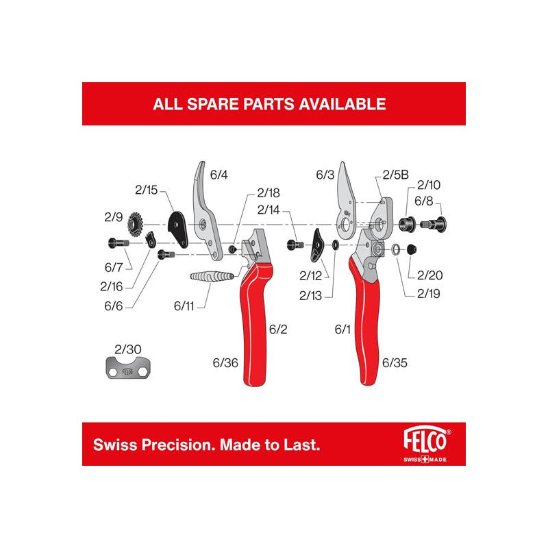 Felco FEL6 Model 6 Compact Secateurs Red