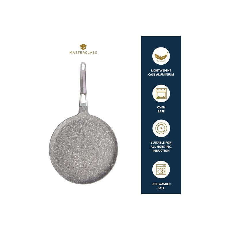 MasterClass Cast Aluminium Non-Stick Induction Pancake Pan Crepe Pan Frying Pan 28cm Grey