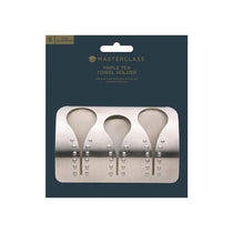 MasterClass Professional Triple Towel Holder Kitchen Roll Holder Stainless Steel Adhesive Mounting Silver
