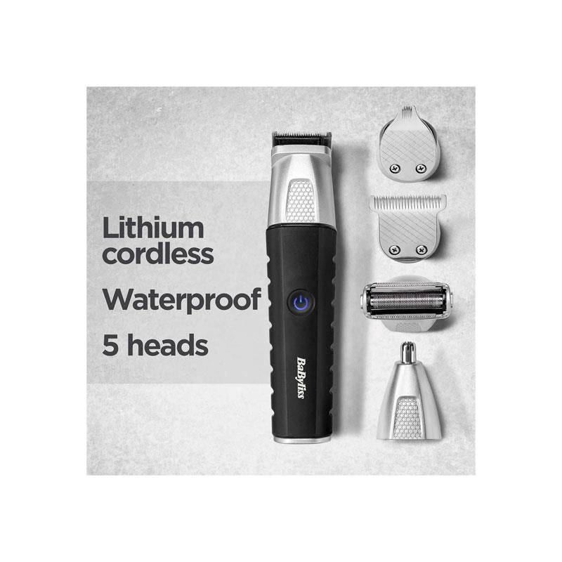 BaByliss Lithium Power 11-In-1 Multi-Trimmer Beard Trimmer Nose Hair Trimmer Cordless Grooming Kit Black/Grey