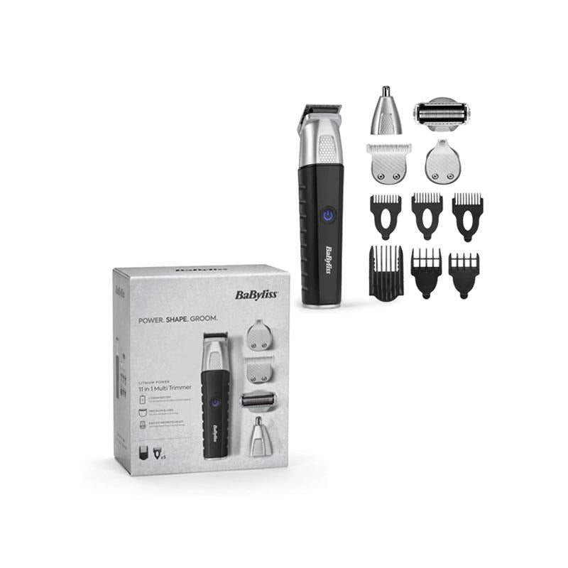 BaByliss Lithium Power 11-In-1 Multi-Trimmer Beard Trimmer Nose Hair Trimmer Cordless Grooming Kit Black/Grey