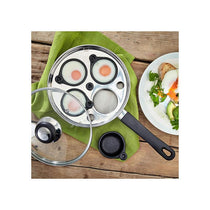 Judge Vista 4 Cup Egg Poacher 20cm Non-Stick Stainless Steel Frying Pan Vented Glass Lid Stay-Cool Handle Silver