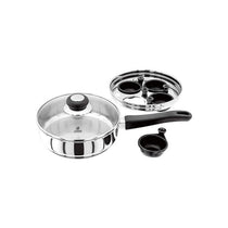 Judge Vista 4 Cup Egg Poacher 20cm Non-Stick Stainless Steel Frying Pan Vented Glass Lid Stay-Cool Handle Silver