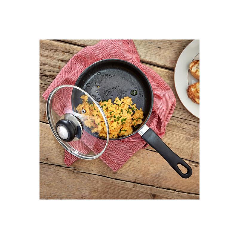 Judge Vista Saucepan 16cm With Shatterproof Vented Glass Lid Non-Stick Stainless Steel Medium 1 Litre Silver