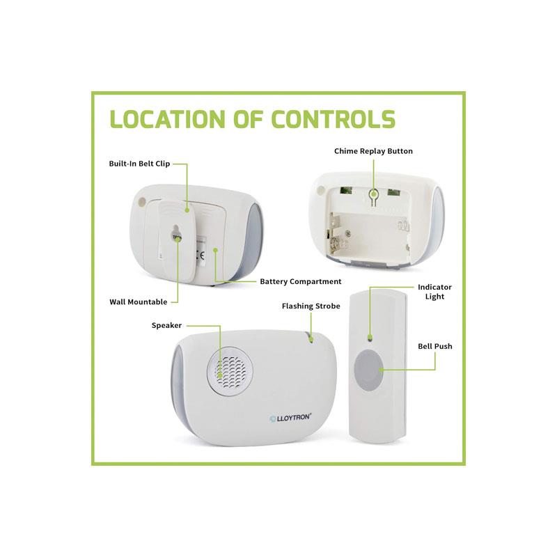 Lloytron Dingdong MIP3 Battery Operated Portable Door Chime Kit White