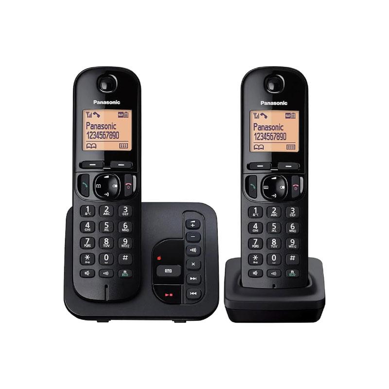 Panasonic Digital Cordless Answer Phone With Nuisance Calls Block 1.6 Inch Easy-To-Read Backlit Display Speakerphone Eco Mode Twin Black Main image