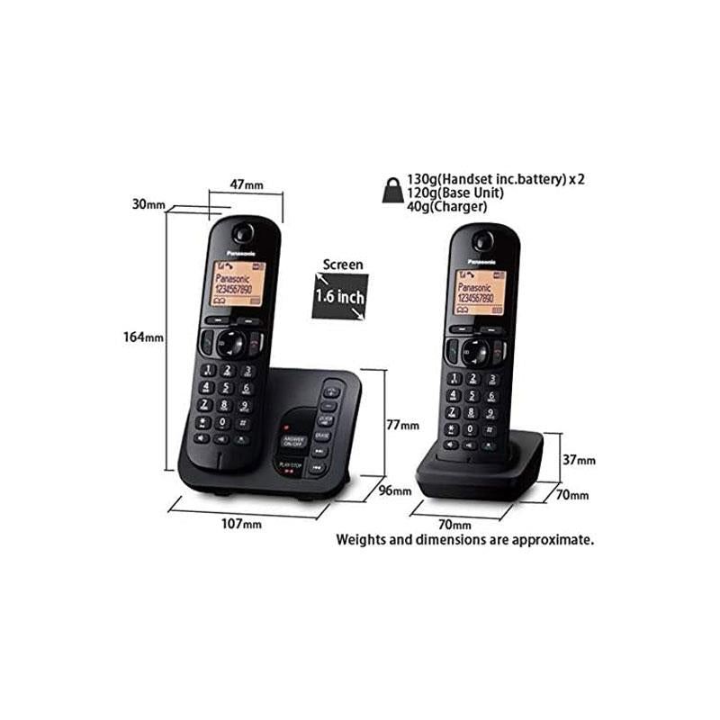 Panasonic Digital Cordless Answer Phone With Nuisance Calls Block 1.6 Inch Easy-To-Read Backlit Display Speakerphone Eco Mode Twin Black