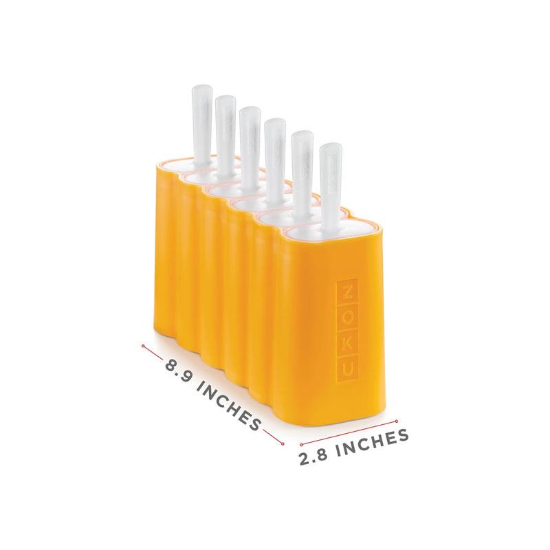 Zoku Ice Lolly Pop Mould 6 Classic Popsicle Molds In One Compact Tray With Sticks And Drip Guards Orange