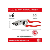 Felco Model 32 Anvil Pruning Secateurs Curved Blade Silver/Red