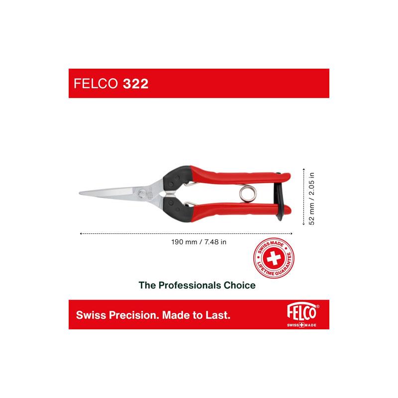Felco Model 322 Snips 48mm Straight Chrome Coated Snipping Blade Silver/Red