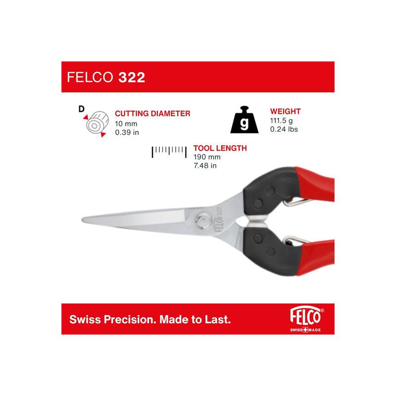 Felco Model 322 Snips 48mm Straight Chrome Coated Snipping Blade Silver/Red