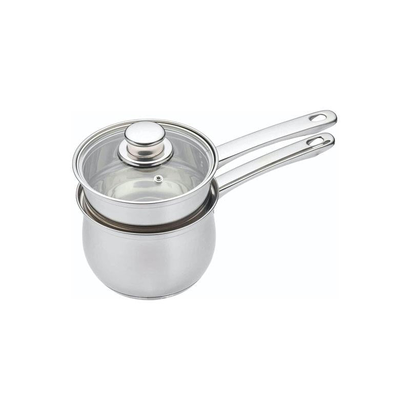 KitchenCraft Porringer/Bain Marie Saucepan Set Double Boiler Stainless Steel 16cm/5 Litres Silver
