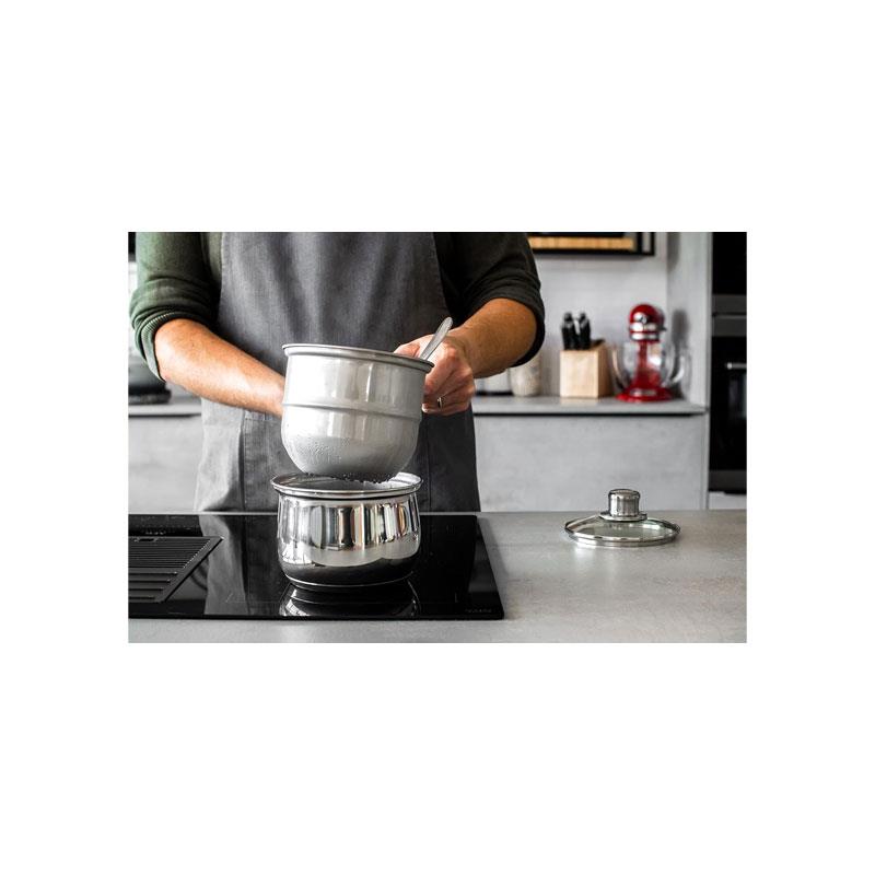 KitchenCraft Porringer/Bain Marie Saucepan Set Double Boiler Stainless Steel 16cm/5 Litres Silver