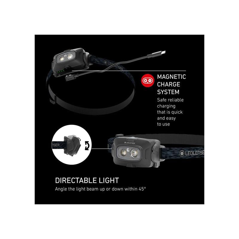 Ledlenser HF4R Core Rechargeable Head Torch LED 500lm 5 Modes Adjustable Focus 35hrs Runtime IP68 Waterproof Headlamp USB C Black