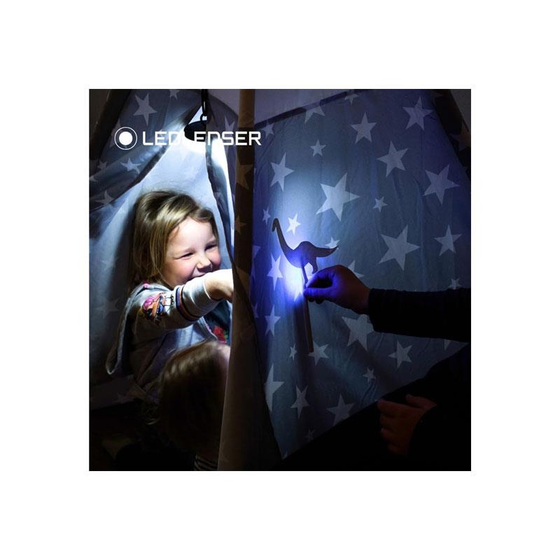 Ledlenser KIDBEAM4 Kids Torch 4 Colour LED AAA Battery Dinosaur Torch Pocket Clip Auto Shut-Off Fireman Gift For Children Green