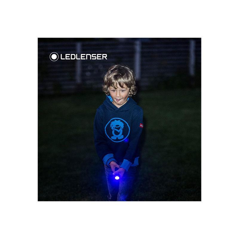 Ledlenser KIDBEAM4 Kids Torch 4 Colour LED AAA Battery Dinosaur Torch Pocket Clip Auto Shut-Off Fireman Gift For Children Purple
