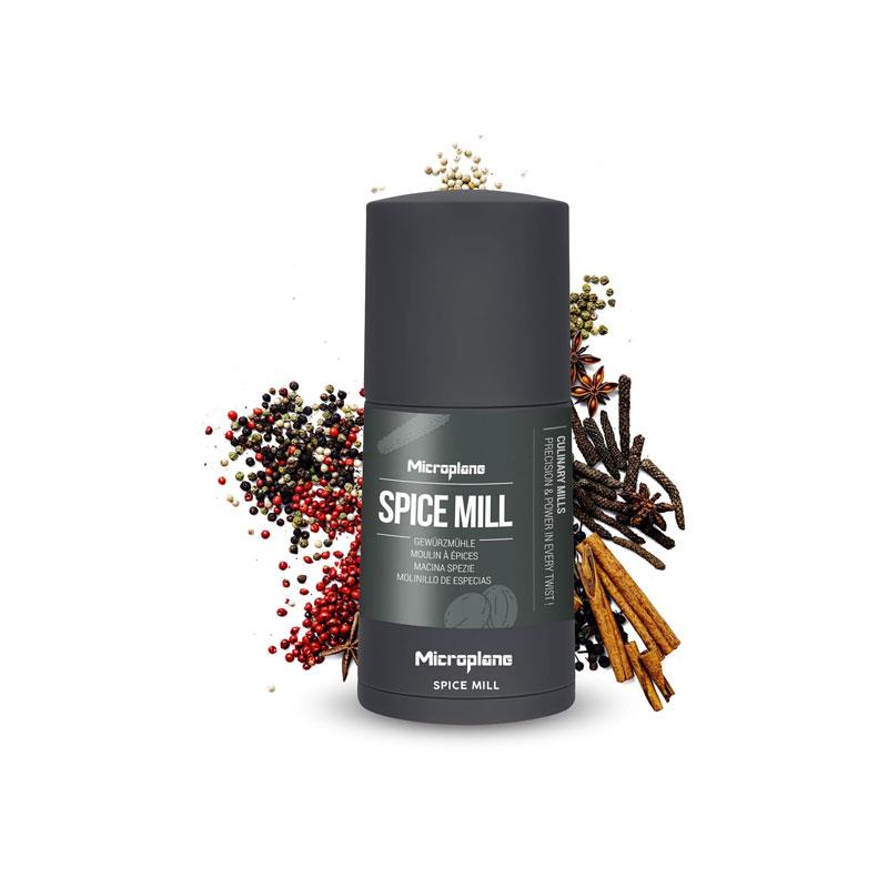 Microplane Spice Mill 2-In-1 Manual Spice Mill With Ultra-Sharp Stainless-Steel Blade Airtight Storage Afterdark Grey Main image
