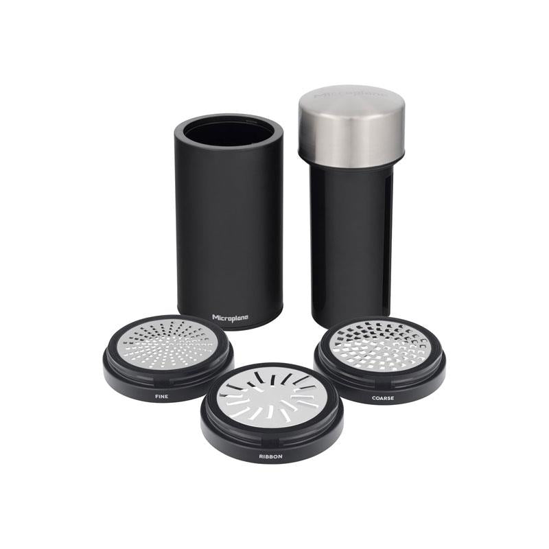 Microplane Universal Mill Stainless Steel Grater With Lid Black