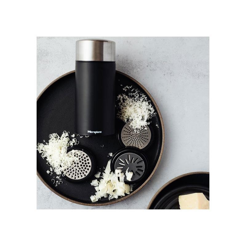 Microplane Universal Mill Stainless Steel Grater With Lid Black